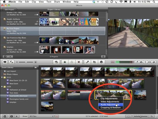 ���� - Hacer de audio y video ajustes a clips de vídeo iMovie en iLife '11