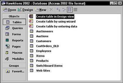 Dar sentido a la ventana de la base de datos en Access 2002