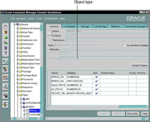 Modificación de tablas de objetos Oracle9i y tipos de objetos