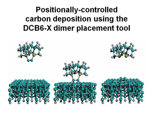 Depositar átomos de carbono en un proceso de ensamblaje molecular. [Crédito: Imagen & © 2004 Robert A. Freit