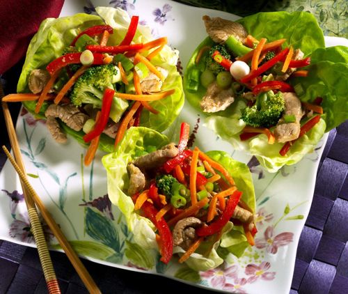 Cerdo mongol y verduras para una dieta vientre plano