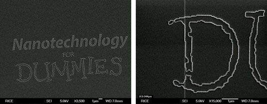 Un patrón creado usando nanolitografía por haz de electrones. [Crédito: Cortesía de Sungbae Lee en la Universidad de Rice]