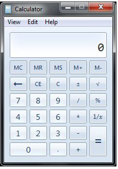 La calculadora estándar, mostrando su opción de conversión de unidades.