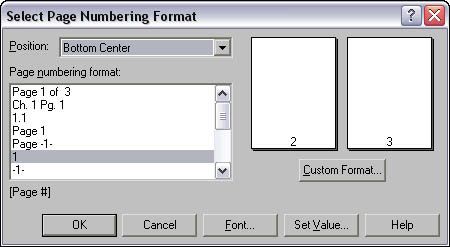 ���� - Páginas de numeración en WordPerfect 11