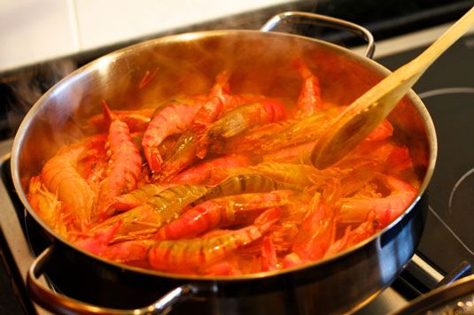 Receta para el camarón en salsa de adobo Chile
