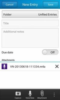 Grabar una nota de voz en Evernote para dispositivos BlackBerry