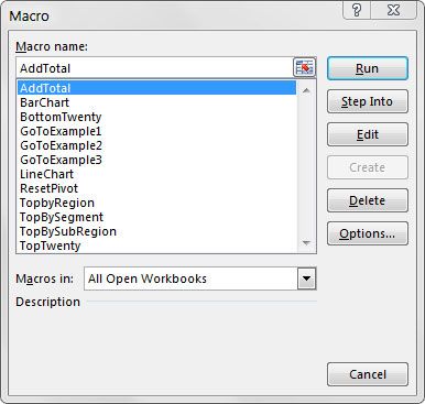 La caja 173-diálogo Macro & # Excel.