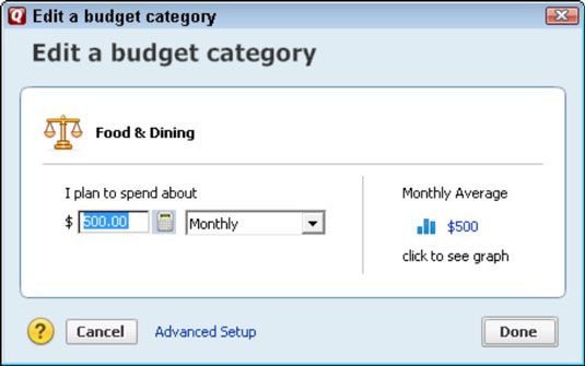 ���� - Revise sus opciones de presupuesto en Quicken 2012