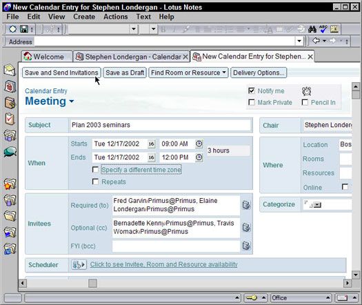 Planificación de una reunión con Lotus Notes 6