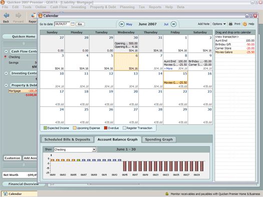 Programación de un pago con el Quicken calendario 2007