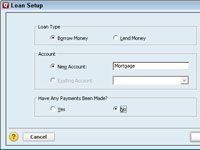 ���� - Configurar una cuenta de pasivo para un préstamo amortizado en Quicken 2012