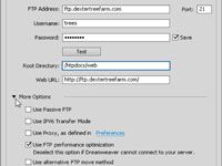 Configurar Dreamweaver's ftp features