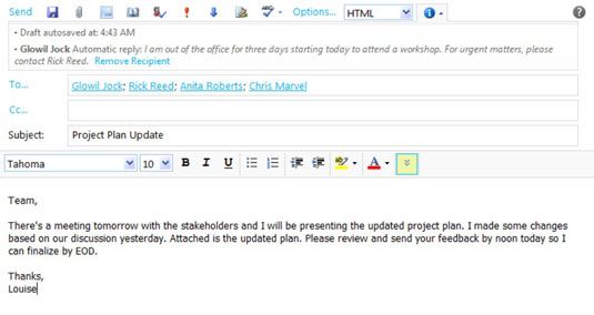 ���� - Configure su salida de la notificación oficina en aplicación web de Outlook