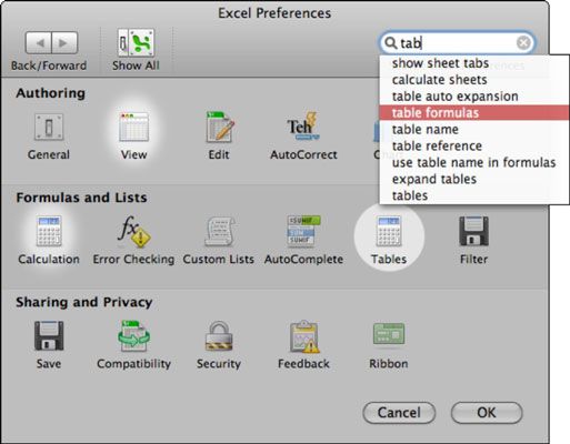 ���� - Configuración de las preferencias de Excel en Office 2011 para Mac