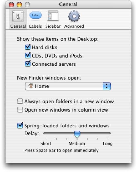 Configuración de las preferencias del Finder en Mac OS X