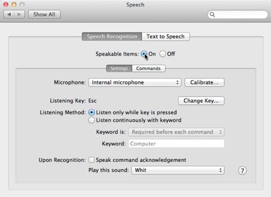���� - Configuración de reconocimiento de voz en Mac OS X Lion