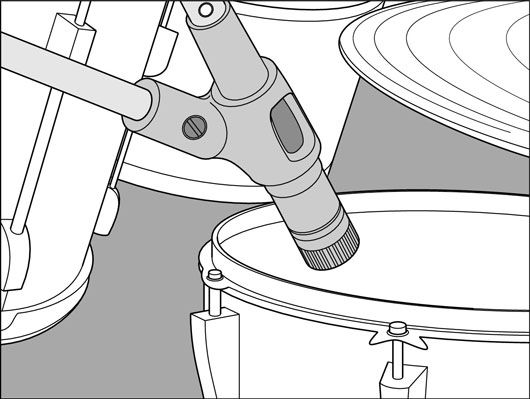 La colocación adecuada para el micrófono tambor.