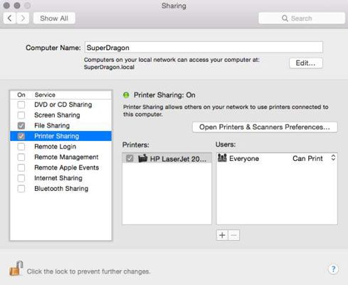 ���� - Compartir una impresora a través de una red con OS X Yosemite