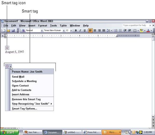 Compartir datos dentro de la oficina 2003 con etiquetas inteligentes