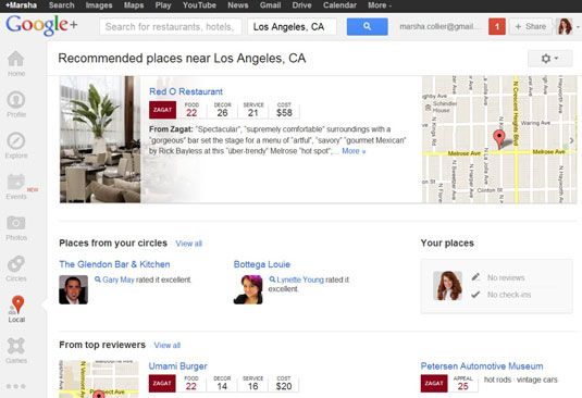 ���� - Commerce Social media: google + locales cumple Zagat