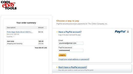 A la salida de una sola página permite a un cliente para pagar a través de PayPal.