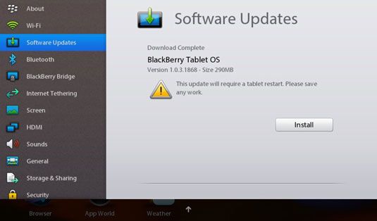 ���� - Las actualizaciones de software para su BlackBerry PlayBook