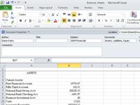 Especificación de propiedades libro en Excel 2010