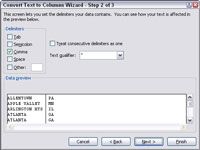 Datos de la división en varias columnas en excel 2007