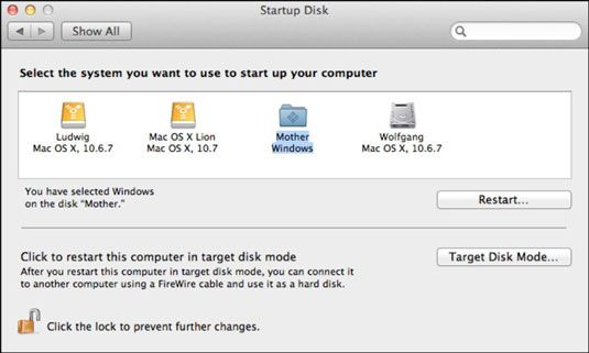 ���� - Preferencias de disco de inicio en el MacBook
