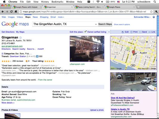 El Austin Ginger Man's Google Places Page.