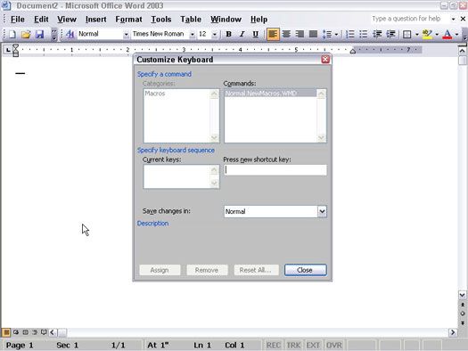 Tomar atajos con macros en Office 2003