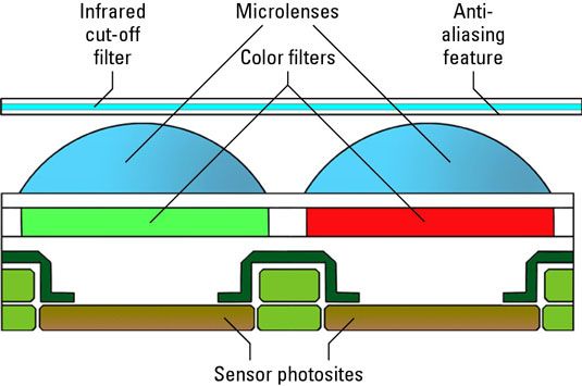 Cualquier sensor de imagen de la cámara digital está compuesta de estos componentes.