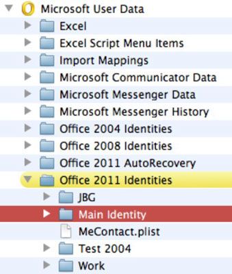 ���� - Trabajar con las identidades de Outlook en Office 2011 para Mac