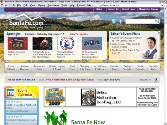 El relanzamiento de SantaFe.com como un sitio web con publicidad requiere un nuevo plan de negocios. [Cred